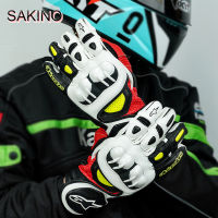 SAKINO Alpinestars ถุงมือสั้นหนังสำหรับรถจักรยานยนต์,ถุงมือป้องกันมือเปลือกแข็งสำหรับแข่งรถเกียร์รถจักรยานยนต์ถุงมือขี่จักรยาน