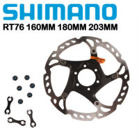 Shimano SLX SM RT76ดิสก์เบรคโรเตอร์จักรยานเสือภูเขาMTB 6สายฟ้า160มิลลิเมตร180มิลลิเมตร203มิลลิเมตรโรเตอร์ด้านหน้าและที่รักจานเบรกอุปกรณ์รถจักรยาน