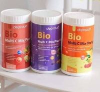 DEPROUD วิตามินซีสด 500 กรัม (ได้ 3 กระปุก) BIO Multi C Mix Grape 1 กระปุก+ BIO Multi C Mix Orange 1 กระปุก+ BIO Multi C Mix Peach 1 กระปุก ปริมาณ 500,000 มิลลิกรัม