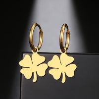 Stainless Steel Earrings NEW Classic Clover Plated Hoops Earrings 2022 Trend Charm Earrings For Women Jewelry Party Best Gifts