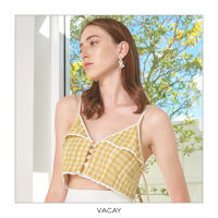 [VACAY] SCOTT DAISY SLEEVELESS TOP LACE-TRIMMED เสื้อสายเดี่ยวลายสก็อต แต่งชายระบายลูกไม้ เสื้อผ้าผู้หญิง เสื้อผ้าแฟชั่น