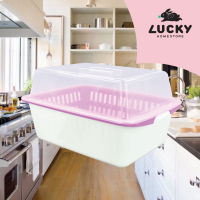 LUCKY HOME  ชุดคว่ำจานพร้อมฝาปิด D-573 ขนาด(กว้างxลึกxสูง): 41.7 x 31.5 x 27.2 cm