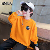 AMILA เสื้อกันหนาวเด็ก เทรนด์ลำลองการ์ตูนเสื้อสวมหัวแขนยาวหลวม