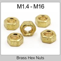 Brass Hex Nuts Copper Hexagon Nuts M1.4 M1.6 M2 M2.5 M3 M4 M5 M6 M8 M10 M12 M14 M16 for DIY projects machinery repair 1-100pcs Nails  Screws Fasteners