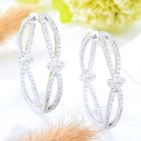 GODKI 38MM Luxury Bowknot Multicolor Cubic Zircon Hoop Earrings for women Wedding Dubai Trendy Earrings boucle doreille femme