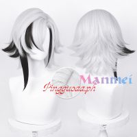 Manmei Genshin Impact Arlecchino Cosplay Wig Knave Fatui White Black Hair Anime Heat Resistant Synthetic Wig gjx