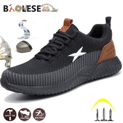 2022B Aolesem ผู้ชายรองเท้านิรภัยผู้ชายรองเท้าเพื่อความปลอดภัยในการทำงานหมวกเหล็กนิ้วเท้ารองเท้าก่อสร้างลูกไม้ขึ้นทำงานรองเท้าผ้าใบ B Athable ความปลอดภัยรองเท้า