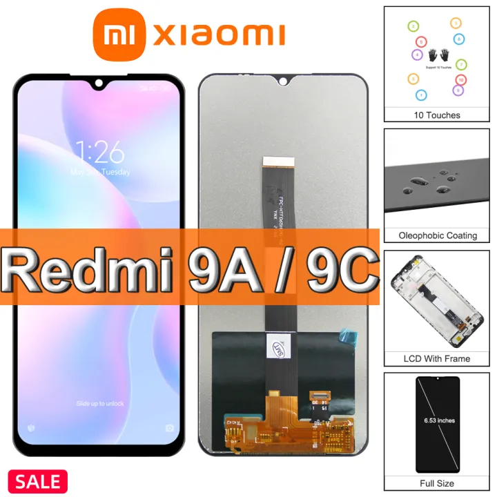 653 Original For Redmi 9a Lcd Display Touch Screen With Framefor Redmi9c M2006c3mg Lcd 3490