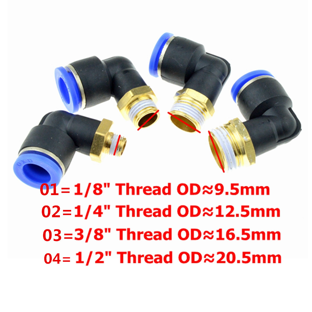1/8" to 1/4"4mm-6mm Plastic Elbow Hose Barb Fitting Pipe Reducer Connector 