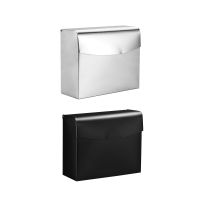 ☈✻ Stainless Steel Toilet Paper Holder Box Wall Mount Tissue Box Rustproof Toilet Paper Roll Holder Storage Box for Washroom Office