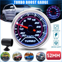 สำหรับรถเบนซิน12V อุปกรณ์เสริม2 52มม. เครื่องวัดความดัน LED สีขาว Auto Car Turbo Boost Gauge 30-35PSI พร้อม Gauge Holder