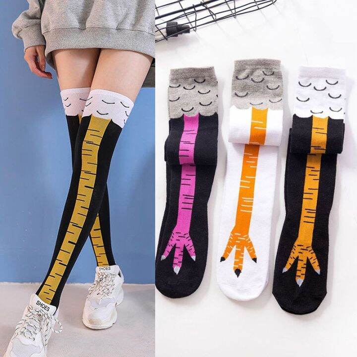 creative-funny-3d-printing-chicken-feet-socks-cotton-cute-chicken-feet-socks-calf-socks-halloween-gift-chicken-paw-stocking-new