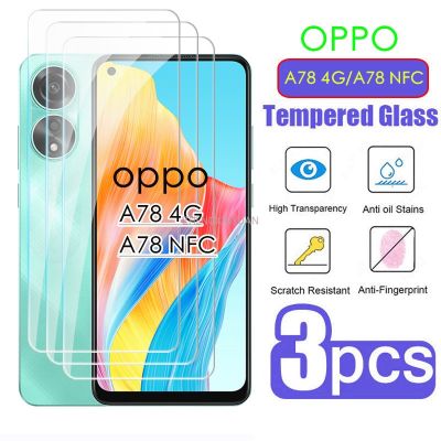 (ขายดี) ฟิล์มกระจกเทมเปอร์1-3ชิ้น OPPO A78ตัวป้องกัน A78NFCScreen 4ก. สำหรับ OPPOA78ฟิล์มป้องกัน NFC ชัดเจนแบบ HD ฟิล์มกันรอยด้านหน้า