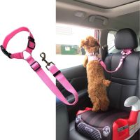 Backseat Safety Belt Solid Color Two-in-one Pet Car Seat Belt Nylon Lead Leash Adjustable Dogs Harness Collar Pet Accessories Leashes