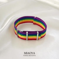 MIAOYA สายรุ้งผ้าใบสร้อยข้อมือสดและน่ารักของขวัญแฟนผู้หญิงสร้อยข้อมือ Pride Month