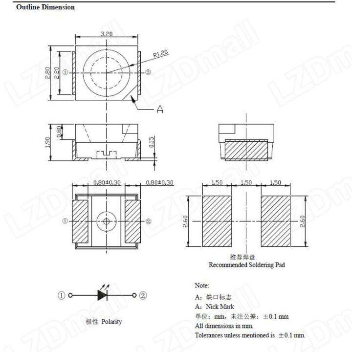 100ชิ้น3528-3v-20ma-ไฟ-led-สีขาวธรรมชาติโคมไฟลูกปัด1210-1-4t-led-แบบ-smd-3528-0-06w-4000k-4500k-4-5lm-5-6lm-7-8lm