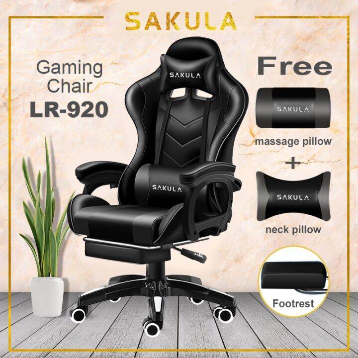 GINZA Gaming Chair Super Silent Universal Wheel Gaming Chair With Foot