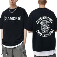 การออกแบบเดิมSons Of Anarchy SAMCRO พิมพ์สองด้าน Tshirt Men Womnen แฟชั่น Hip Hop Rock Tees แขนสั้นฤดูร้อนเสื้อ TopsS-5XL