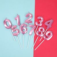 Pink 0-9 Number Birthday Candles Extended Big 3D Design Cake Candle Topper Decoration For Birthday Anniversary Celebration Party  Games Crafts