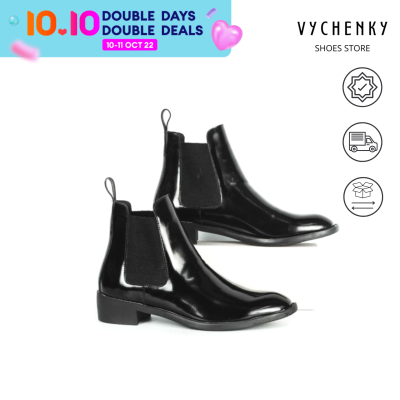 [VC03B] รองเท้าบูทหนังผู้ชาย Chelsea Boots คลาสสิค หนังมัน นำเข้ารองเท้าหนังคุณภาพสูง พื้นรองเท้า4cm เพิ่มความสูง สไตล์เรียบหรูอ