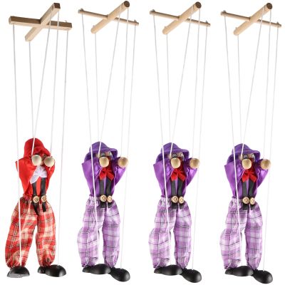 4 Packs Clown Marionette Toys Creative Pull String Puppet Kid Toys for Parent Child Interactive Toys Kids Best Gift