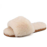 New Arrival Winter Warm Slides Sheepskin Sliders Womens Real Wool Fur Slippers Home Indoor Winter Shoes S6038