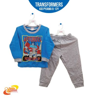 Transformer ชุดนอนผ้าฝ้าย 100% ลาย Baju Tidur Budak Lelaki Kanak Kanak สําหรับเด็กผู้ชาย 6-12 ปี