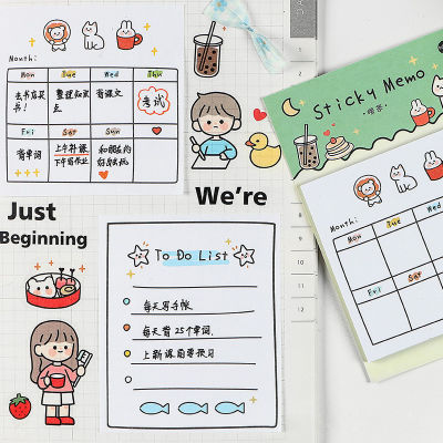 Mohamm 30 แผ่นแผนสัปดาห์การ์ตูน Sticky Notes โพสต์ Notepad MeMO Pad Kawaii เครื่องเขียนอุปกรณ์สำนักงานโรงเรียนอุปกรณ์เสริม-Yrrey