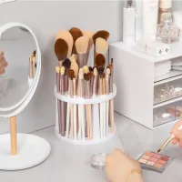 Round Makeup Brush Storage Holder Plastic Multifunction Paint Brush Pen Holder Portable Office Stationery Stand Desk Organizer