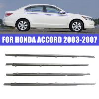 แถบสายพานประตูกันอากาศแบบใหม่สำหรับ Honda Accord 2003 2004 2005 2006 2007โครเมียมหน้าต่างด้านนอกแถบสภาพอากาศขอบแม่พิมพ์รับประกัน4ชิ้น