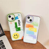 เคสใหม่สำหรับ IPhone 11 12 13 14 Pro Max ปลอกน่ารักจิตรกรรมภาพการ์ตูนเส้นขยุกขยิกหน้ายิ้มฝาหลัง Electroplated คู่ทนต่อแรงกระแทกเคสโทรศัพท์