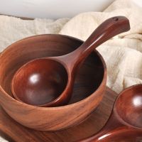 ۞㍿ 1Pcs Household Long-handled Wooden Spoon Rice Spoon Small Wave Soup Spoon Honey Spoon Cooking Spoon Eating Tableware