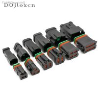 ﹍ 1/5/10/Sets 2/3/4/6/8/12 Pin Deutsch DT04-2P-E005 Type Automobile Connector Black Flat Cover Male Female Plug DT06-2/3/4/6/8/12S