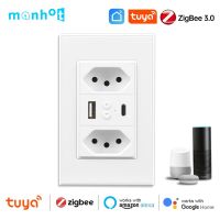 Tuya เบ้าติดผนัง Zigbee บราซิลที่มีพอร์ตเอาต์เล็ตที่มีชนิด Google Brasil ทำงาน C สำหรับ Usb ควบคุมปลั๊กเสียงส่วนบุคคลอัจฉริยะ