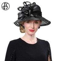 ผู้หญิง Organza หมวกสีแดงงานแต่งงาน Fascinators สง่างามปีกกว้าง Fedora Kentucky Derby หมวกปาร์ตี้อย่างเป็นทางการโบสถ์หมวกสตรี