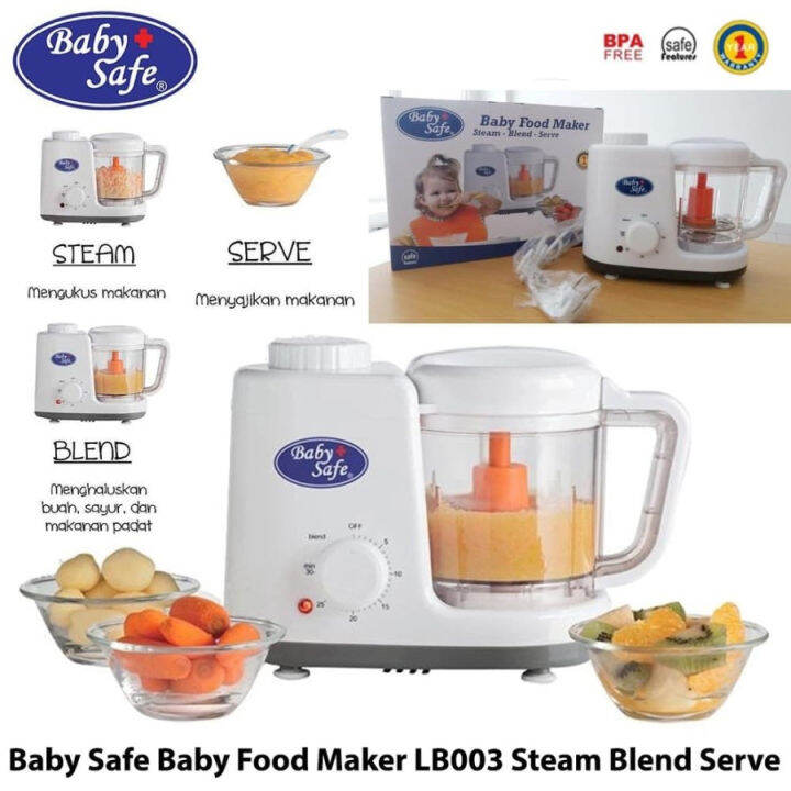 Baby Safe Food Maker LB003 Steam Blend Serve Babysafe Blender Mpasi