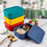 ۩✘ 700/1300ML Microwave Heating Silicone Lunch Box Rectangle 3 Grids Food Storage Container Children Picnic School Office Bento Box