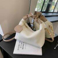 ✇☒☸  Pleated Small Tote Fashion Crossbody Leather Temperament Purses