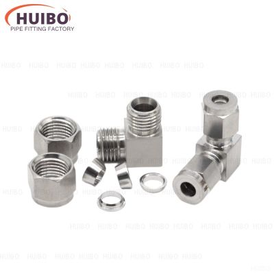 1pc Pipe 6 8 10 12 14 16 18 20mm 1/8 1/4 3/8 1/2 304 SS Stainless Steel Elbow Double Ferrule Tube Pipe Fittings Connector