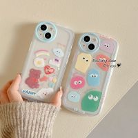 เคส RouJiang สำหรับ iPhone 15 14 13 12 11 Pro Max X Xr Xs Max 7 8 Plus SE 2020การ์ตูนน่ารักสีเล็กบล็อกสีหมีน้อยสายรุ้งเคสโทรศัพท์สไตล์ตลก