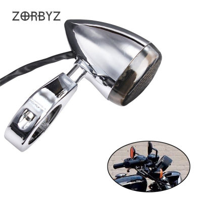 ZORBYZ รถจักรยานยนต์ Chrome 41มม. ด้านหน้า Relocation Fork Clamp ไฟเลี้ยว Amber สำหรับ Harley Sportster Dyna Bobber