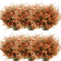 24 Bundles Artificial Fall Boxwood No Fade Faux Autumn Plants,Indoor Outdoor Greenery for Thanksgiving Wedding Party