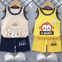 new?【ชุด】?Childrens suit เสื้อผ้าเด็กชุดสูทเด็กแขนสั้น ผ้าคอตตอนเครื่องแต่งกายการ์ตูนเด็กของขวัญสำหรับเด็ก เสื้อกล้ามเด็กแขนสั้น