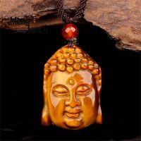 ZZOOI Natural Tigers Eye Stone Buddha Head Pendant Charms Fashion Fine Jewelry Amulet Mascots Luxury Women Men Necklace Holiday Gifts