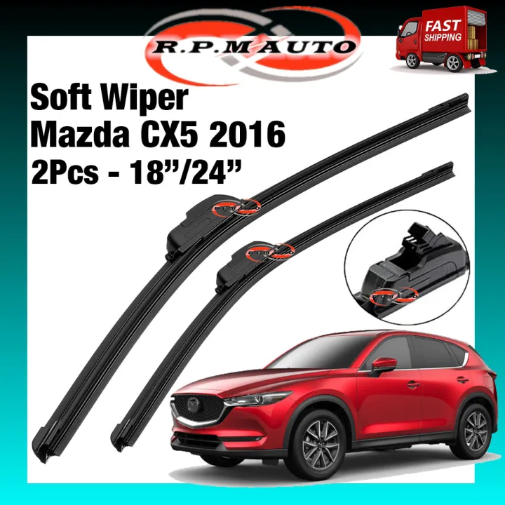 1 Pair Soft Wiper Rubber High Quality Mazda CX5 (20122017) 24"/18