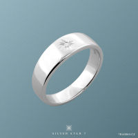 Silver Star 7 - Star Couple Rings แหวน เงินแท้ 925 ชุบโรเดียม ฝัง CZ(หน้ากว้าง 6mm) - 7RA0064