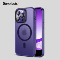 Sanptoch เคสโทรศัพท์สีด้านพรีเมี่ยมสำหรับ Magsafe สำหรับ iPhone 14 13 Pro Max ฝาหลังที่เป็นมิตรกับผิวสำหรับ iPhone 14 Plus เคสกันกระแทกกันกระแทกโปร่งแสง