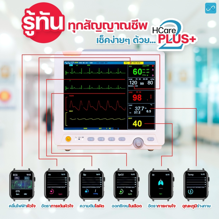 hcare-plus-series2-สี-spectrum-blue-นาฬิกาวัดความดัน-คลื่นไฟฟ้าหัวใจ-อุณหภูมิร่างกาย-การหายใจ-การนอนหลับ
