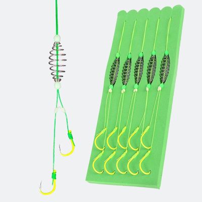 （A Decent035）5 Pairs/Lot Double Hooks Carbon Steel Fishing Hook with PE Line Anti-winding Carp Crucian Bighead Accessories