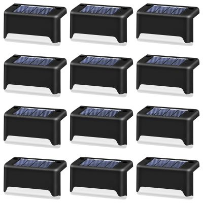 Solar Waterproof Deck Lights Step Lights Led Fence Lamp for Patio,Stairs,Garden Pathway,Step &amp; Fences(Warm White)12Pcs